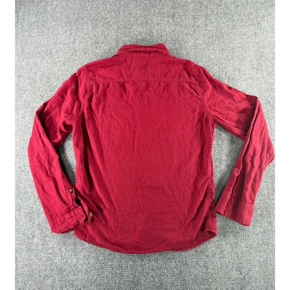 Y2K Hollister Womens Small Red Flannel Button Down Long Sleeve Seagull Logo - Picture 2 of 6
